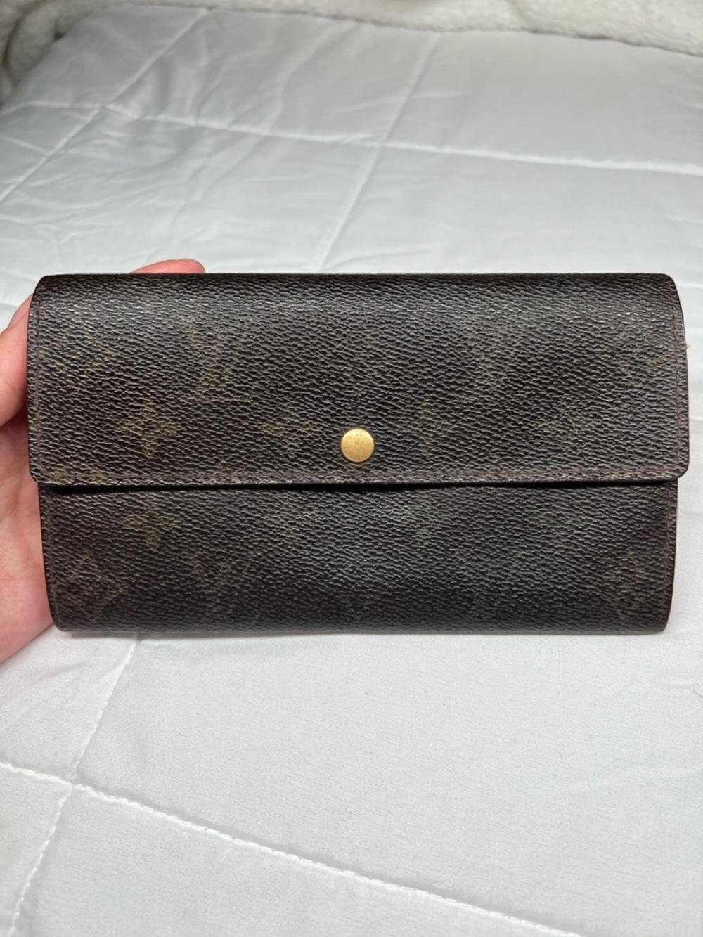 Louis Vuitton Brown Monogram Continental Wallet with Gold Snap